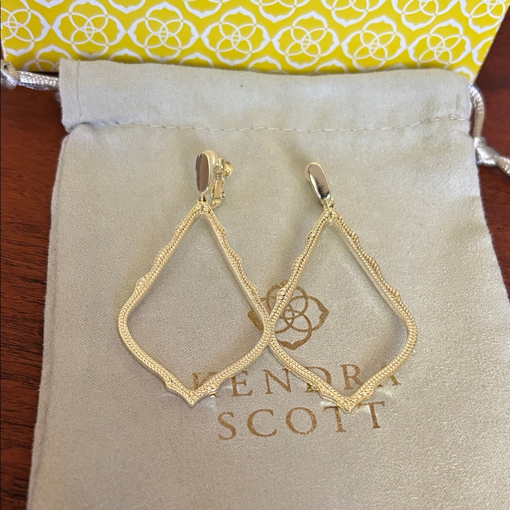 Kendra Scott Clip on Sophee Gold Filigree Earrings